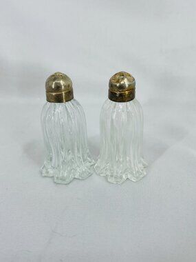 Vintage Glass Tulip Shaped Salt and Pepper Shakers